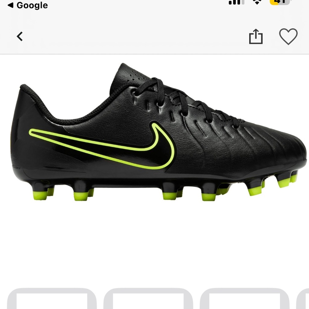 NIKE Tiempo Legend 10 Black Kids Soccer Cleats Size 2 Y